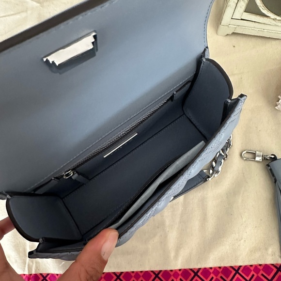 New Tory Burch SMALL FLEMING CONVERTIBLE SHOULDER BAG Gray blue - Picture 6 of 10